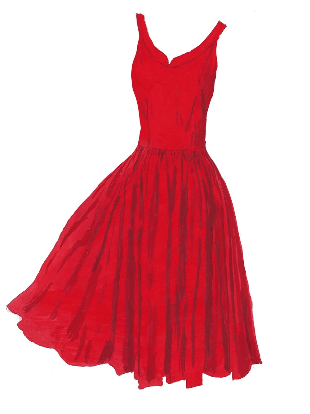 Red Sleeveless Fit-and-Flare Dress 4th of July dress